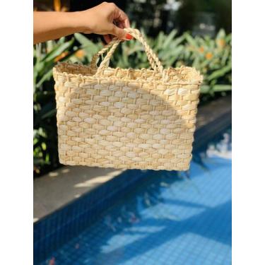 Imagem de Bolsa de palha de milho natural n3 trama fechada - 95 ARTES