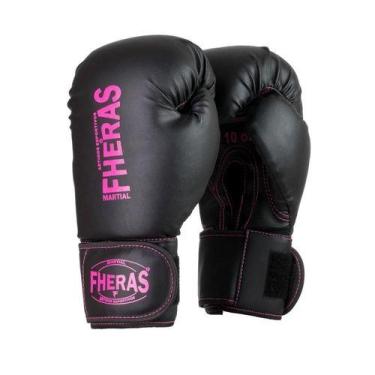 Imagem de Luva de Boxe / Muay Thai Fheras Pro Black Pink, 14oz