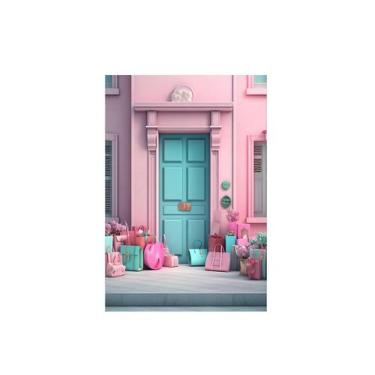 Imagem de Fundo Fotográfico 1,50 X 2,20 - Casa de Princesa Rosa com Malas 027 - 