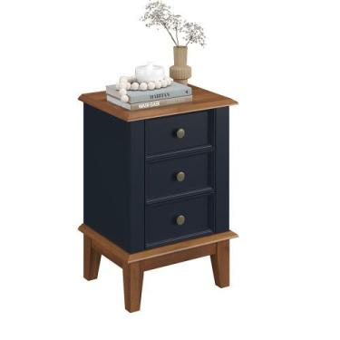 Imagem de Mesa de Cabeceira Madeira Maciça - Apaixone&Decore, Azul Petróleo