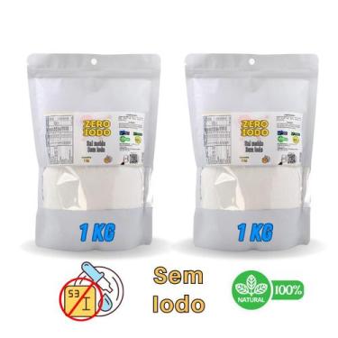 Imagem de Sal Marinho Integral Moído Sem Iodo C/ 2 Un 1Kg (Total 2Kg) - Zero Iod
