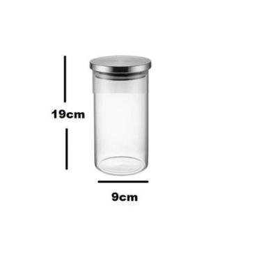 Imagem de Pote De Vidro De Mantimentos 1050ml Com Tampa De Inox - D' Presentes