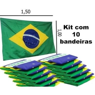 Imagem de Bandeira Brasil Grande Kit Com 10 - 1,50x 1,00 Copa Futebol - Primus
