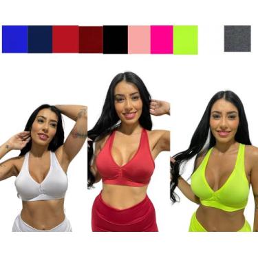 Imagem de kit 3 top nadador sem bojo feminino academia TB moda fitness, Sortidas