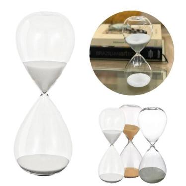 Imagem de Ampulheta Decorativa 15 Minutos 16cm Areia Branca Dourada Prata Tempor