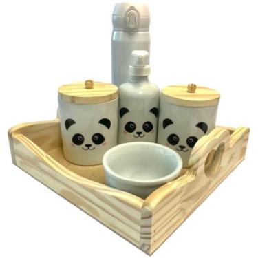 Imagem de Kit Higiene Bebê Panda Porcelana com Garrafa Térmica - Dóia Kids, Bran
