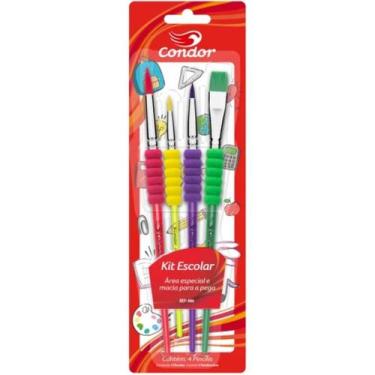Imagem de Kit Pincéis Escolar Condor - 4 Unidades