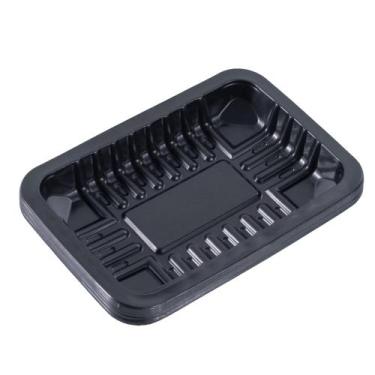 Imagem de Bandeja Plástica Preta 400ml 20x14x2,5cm - 10 Unidades - Cetro