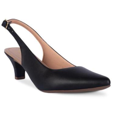 Imagem de Sapato Scarpin Feminino Salto Fino Aberto Atrás - RHN SHOES, Preto sin