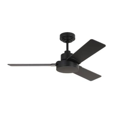 Imagem de Generation Lighting 3JVR44MBK Jovie Ventilador de teto de 111,8 cm, controle de parede incluído, classificação interna e úmida para máxima flexibilidade de localização, 4 velocidades, 3 lâminas