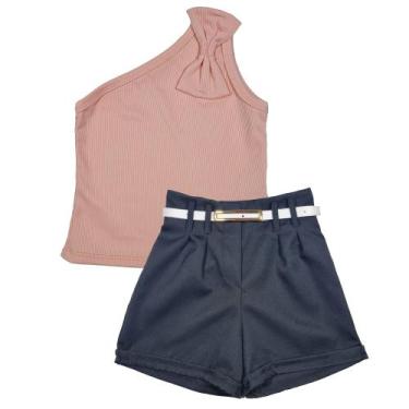Imagem de Conjunto Short Cinto Blusinha Menina Criança - 2L Kids, Rosê laço, Pre