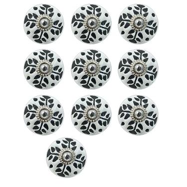 Imagem de Craft Kart - Puxadores de Armário de Cerâmica Coloridos (10 unidades, Preto e Branco)