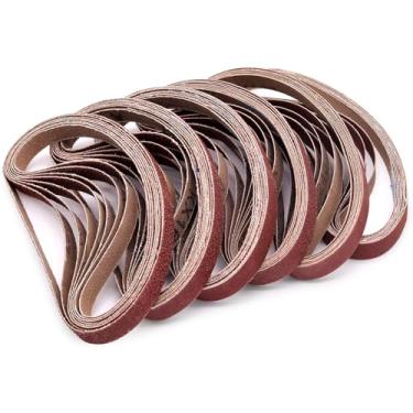 Imagem de SHUTTLE GENIUS Correias de lixa de 1/2 x 45 cm, 8 cada, 50, 80, 120, 180, 240 lixadeiras de óxido de alumínio para lixadeira de correia de ar, pacote com 48