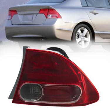 Imagem de Lente de luz traseira adequada para Honda Civic 2006 2007 2008 4 portas sedã/híbrido lado do passageiro luz de freio traseira HO2801165 33501-SNA-A02 (lado direito)