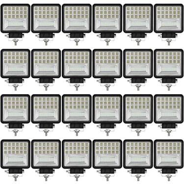 Imagem de 24 unidades de lâmpadas LED de 10 cm 126 W quadradas off-road barra de luz de LED à prova d'água para trabalho 9-85 V equipamento luzes de LED para barco, carro, SUV, caminhões, trator, empilhadeira, luzes de condução