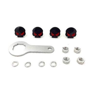 Imagem de HTTMT - Ferragens de montagem de placa de licença zumbi caveira engrenagem preta (porca de arruela e parafuso de 1/10.2 cm) compatível com a maioria das bicicletas esportivas universais [P/N: