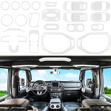 Imagem de Conjunto completo de 23 peças de kit de acabamento de decoração de interiores para Jeep Wrangler JL JLU Gladiator JT 2018-2023 maçaneta da porta do volante suporte de copo de ventilação de ar