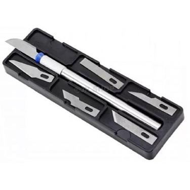 Imagem de Kit Estilete Precisão 7 Pçs Suporte Tipo Bisturi - MONALIZA