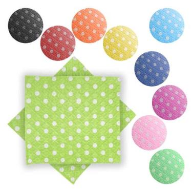 Imagem de Guardanapo de Papel Poá Pequeno 20cm x 21cm 50 Unidades - Flip, Azul e