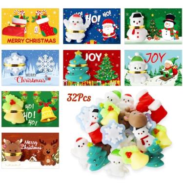 Imagem de Blosssound 32 Pcs Christmas Greeting Cards with Stress Relief Items Bulk Holiday Party Favors Christmas Small Items Gift Card Set for Xmas Gifts Bag Fillers Stocking Stuffers Classroom Decor