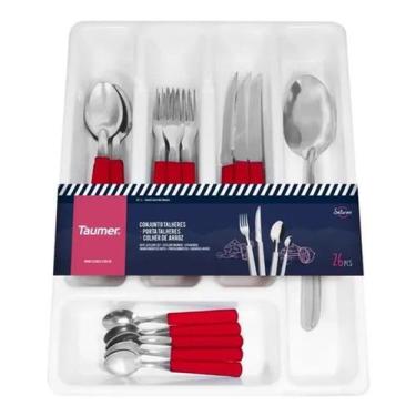 Imagem de Jogo Faqueiro 24 Peças Saturno + Porta Talheres + Colher Grande - Taum