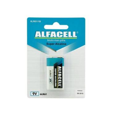 Imagem de Bateria Alcalina 9V, Cartela Com 1 Pilha Alfacell - 6LR611B