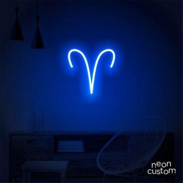 Imagem de luminaria letreiro Neon Led Signo Áries 80x80 luminoso decoração p/ se