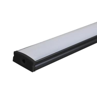 Imagem de Perfil Sobrepor 2m Alumínio 17x7mm + Fita 120 LEDs + Fonte - AXU, Pret