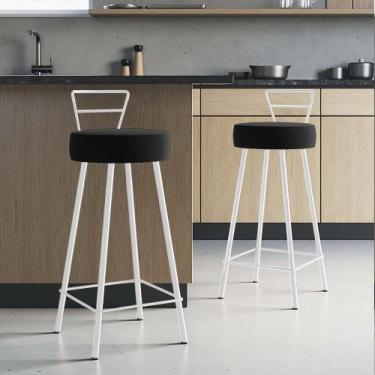 Imagem de Kit 02 Banqueta Alta Com Encosto Tina Eiffel Cozinha Bar Bistrô Ferro 