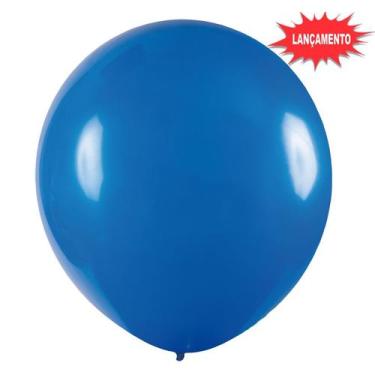 Imagem de Balão de Festa Redondo Profissional Látex Liso 24'' 60cm - Azul - 3 un