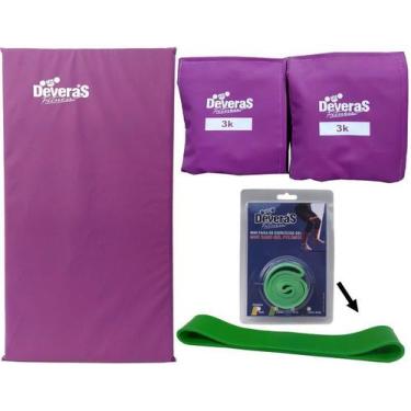 Imagem de kit par de caneleira peso 3 kg tornozeleira peso colchonete de ginasti