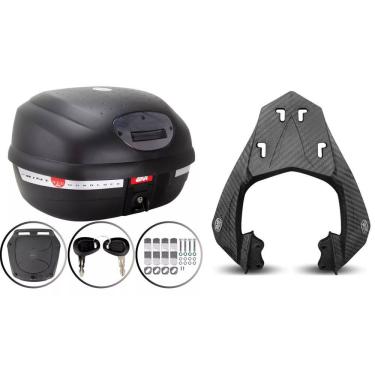 Imagem de BAU MOTO 33L MONOLOCK GIVI E-33NT + BAGAGEIRO SCAM  Fazer 250 Scam Fiberforce Fz25 2018 ATÉ 2024