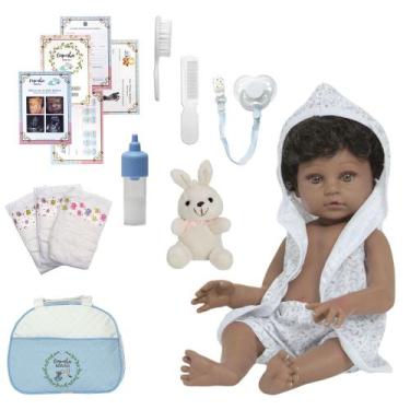 Imagem de Bebê Reborn Realista Menino Enxoval Saída de Banho Coelho - Cegonha Re