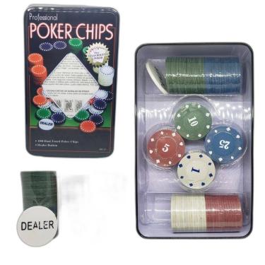 Imagem de Jogo Profissional De Poker Com 100 Fichas E 1 Dealer Buttom