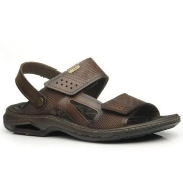 Imagem de Sandália Pegada Free Couro Masculina Marrom Pinhão, Pinhao, 42