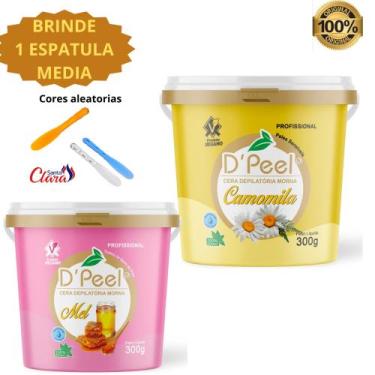 Imagem de Kit 2 Cera Depilação Profissional Dpeel Pote 300 Gramas + 1 Espátula A