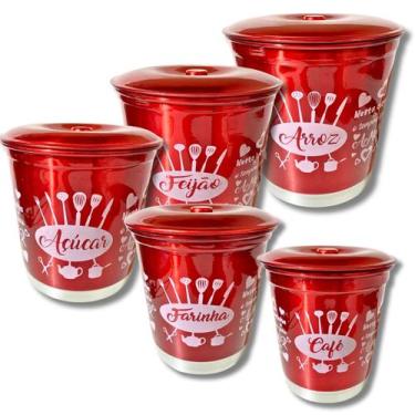 Imagem de Jogo Mantimentos Pote Decorado Alumínio Color 5 Peças - Coisas & Treco