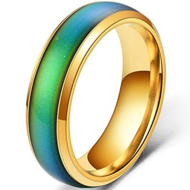 Imagem de Joalheiras Jude 4 mm de aço inoxidável Temperatura Sensativa Cor Mudança Aliança de casamento Anel de humor