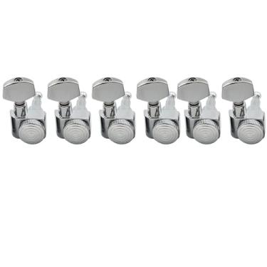 Imagem de Musiclily Pro 6 em Linha 2 Pinos Metal Completo Tarraxas Guitarra Blindada com Trava para Fender ST/Tele,Cromada