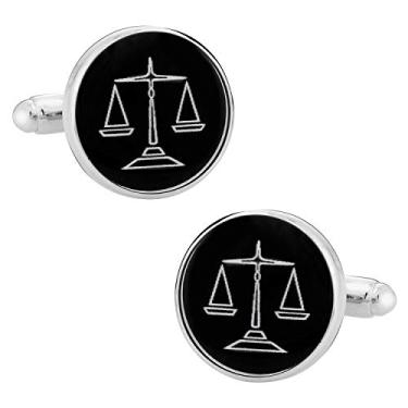 Imagem de Abotoaduras de prata com caixa de apresentação da Attorney Lawyer Scales of Justice