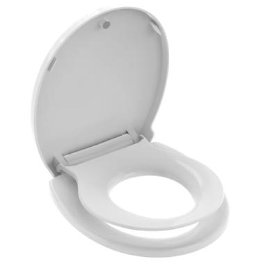 Imagem de Assento de vaso sanitário redondo com assento de treinamento embutido de 42 cm e liberação rápida - conexão rápida para adultos e crianças, fechamento suave com fácil instalação e limpeza, nunca