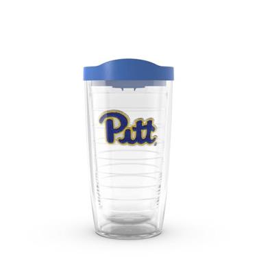 Imagem de Tervis Copo isolado feito nos EUA com parede dupla University of Pittsburgh Panthers mantém as bebidas frias e quentes, 473 g, logotipo principal