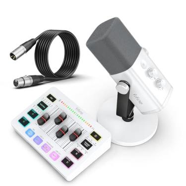 Imagem de FIFINE Pacote de equipamentos para jogos, microfone dinâmico de XLR/USB com conjunto de mixer de áudio, microfone de gravação podcast com botão ganho, mixer de PC para vídeo, voz de jogos - KS5W