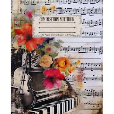 Imagem de Composition Notebook for College Ruled's Vintage Music Theme Aesthetic: For Music Lovers Musical Notes Sheet