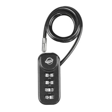 Imagem de SISAV Cadeado de combinação de 4 dígitos com cabo de 60 cm adequado para armários de academia escolar, lixeiras, malas, caixas de ferramentas, estojos de armas, capacetes, cabo de 3 mm de diâmetro,