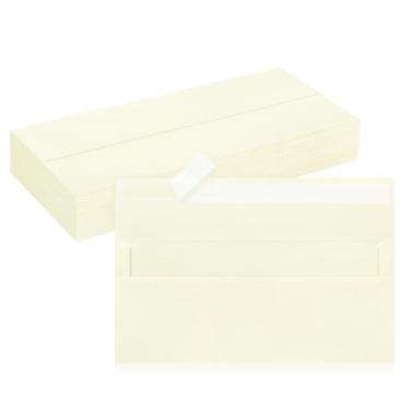 Imagem de Pacote com 50 envelopes de negócios nº 10, envelopes padrão marfim autovedante, envelopes de correspondência comercial tamanho carta para cheques, faturas, declarações, aniversário, formatura,