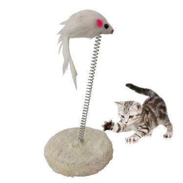 Imagem de Arranhador Gato Pet Ratinho Guizo Mola Felino Brinquedo Interativo Ani