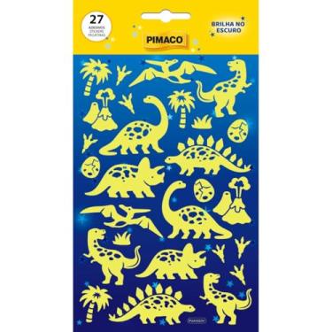 Imagem de Adesivo Dino, Brilha no Escuro, 1 folha com 27 etiquetas, Pimaco