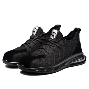 Imagem de Bestgift Sapatos de trabalho, canteiro de obras, antisegurança, cano alto, masculino, leve, Preto, 42 BR