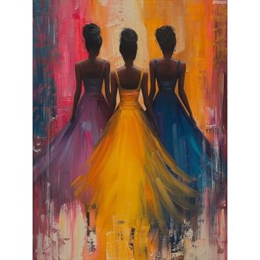 Imagem de IPISSOI Kits de pintura de diamante para mulheres africanas para adultos, kits de arte de diamante DIY de beleza 5D para decoração de parede de presente, artes de pedras preciosas, 30 x 40 cm